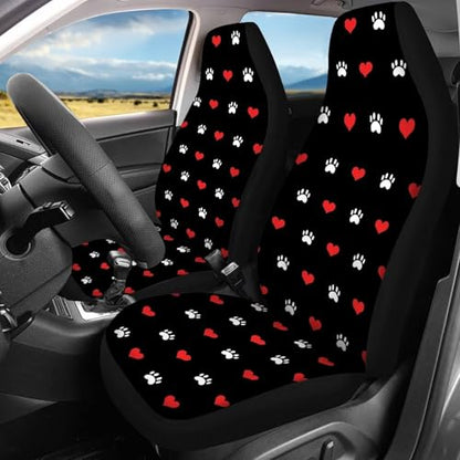 Howilath 4-Piece Dog Paw Love Car Seat Cushion Cover Universal Fit Front Back Seat Cushion Protectors Auto Accessories, Easy to Install - color: Dog Paw Love