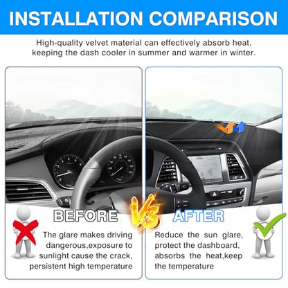 Autorder Dashboard Cover Mat for Hyundai Sonata 2015-2019 Accessories Dash Cover Upgrade Velvet Dash Mat Sunshade Glare UV Rays Protector - size: 2015-2019 Hyundai Sonata