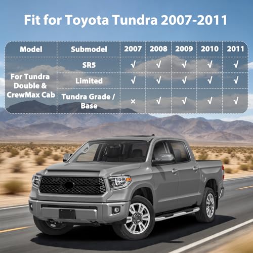 Floor Mats for 2007 2008 2009 2010 2011 Toyota Tundra Double & CrewMax Cab, All Weather TPE Floor Liners Custom Fit Tundra Heavy Duty Car Mats 1st & 2nd Row Mat Accessories Black - style: 29) For Toyota Tundra | 2007-2011 | 1st & 2nd Row