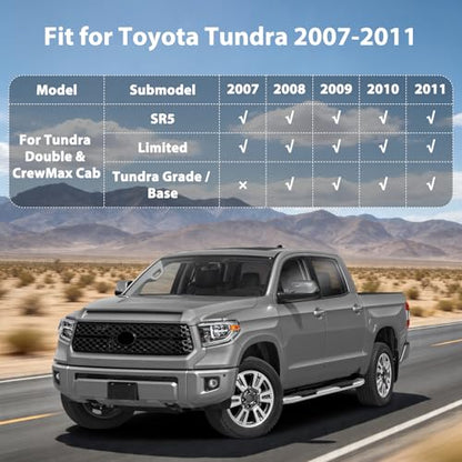 Floor Mats for 2007 2008 2009 2010 2011 Toyota Tundra Double & CrewMax Cab, All Weather TPE Floor Liners Custom Fit Tundra Heavy Duty Car Mats 1st & 2nd Row Mat Accessories Black - style: 29) For Toyota Tundra | 2007-2011 | 1st & 2nd Row