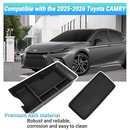 Center Console Organizer Compatible with 2025-2026 Toyota Camry Accessories, Armrest Storage Box Glove Organizer Tray Secondary Insert Charging Zone Anti-Slip Mat with Sunglasses - size: Center Console Organizer 2PC