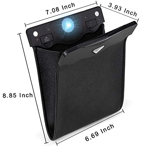 Smart LED Car Trash Can Waterproof Garbage Bag Passenger Side Artificial Leather Storage Pocket Leak Proof Reusable Traveling Portable Offices Toilet Garbage Cans Back Seat Hanging (Beige-1pack) - color: Beige