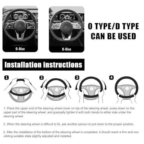 Car Steering Wheel Cover, 15 Inch Leather D-Shaped Comfy Grip Steering Wheel Protector, Anti-Slip Steering Wheel Cover with 3D Honeycomb for Most Vehicles, Car Accessories (Red) - color: D-Shape, Red