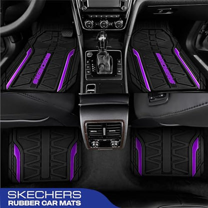 Skechers Car Floor Mats,Heavy Duty Rubber Car Mats Full Set,All Weather Floor Mats,Waterproof TrimTo Fit Universal Floor Liner Car Accessories,Automotive Floor Mats for Cars Trucks SUV,Purple