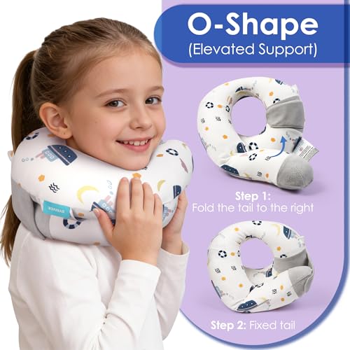 Kids Neck Pillow for Travel Airplane Car, Ergonomic Neck Wrap Support Pillow, Cute Pillowcase(Sailship) - color: Sailfun