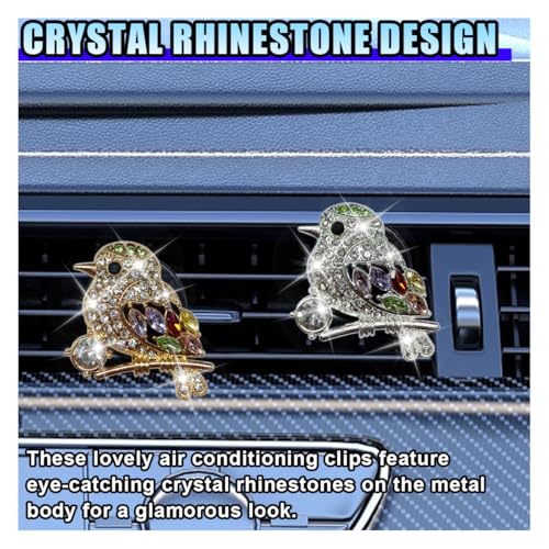 2PCS Bling Bird Car Air Vent Clips, Crystal Rhinestone Auto Air Conditioning Outlet Clip, Cute Car Vent Decorative Clip, Auto Interior Decoration Charm for Women (Bird) - size: Bird