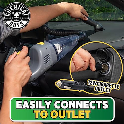 Chemical Guys EQP410 DetailVac Handheld Portable Car Vacuum, 110w 8.8amp Electric Motor, (Great for Cars, Trucks, SUVs, Motorcycles, RVs, Home, Pets, Kids, Office, and On The Go) Gray