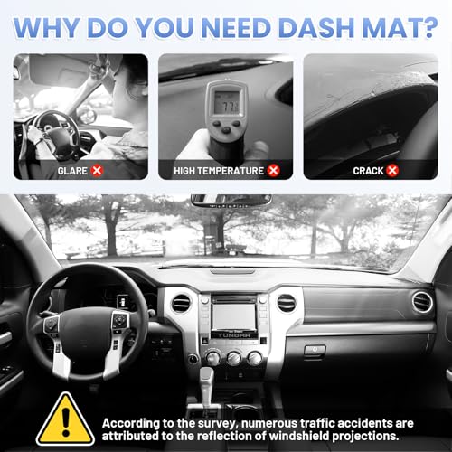 Sunsdrew Dash Cover for 2014-2021 Toyota Tundra Dashboard Cover Mat for Tundra Suede Dash Mat Accessories Sun Shade Nonslip Mesh Protector No Glare - size: 14-21 Tundra Dash Cover