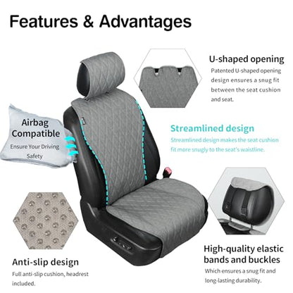 2pcs Sideless Car Seat Covers for All Seasons - Breathable Front Seats Cushions Non-Slip Bottom with Headrest Protectors - Universal Carseat Cover Fits for Most Vehicles Cars Van SUV Truck Grey - color: Front Grey