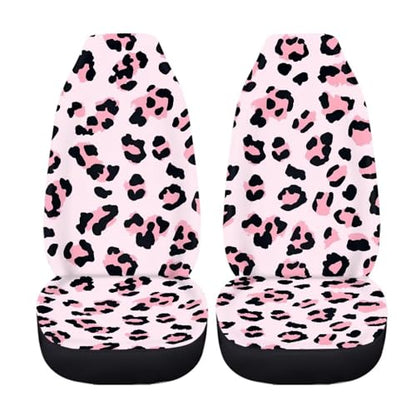 Pink Leopard Print Car Seat Covers for Women Men, Thin Automobile Front Seat Cushion Car Interior Protection for SUV Truck Van Chairs - color: Pink Leopard