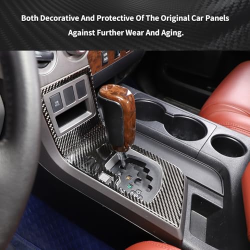 Centre Console Gear Shift Panel Kit Stickers for Toyota Tundra 2007-2013 Soft Carbon Fiber Automotive Interior Decorative Cover (Gear Shift Panel Trim Sticker) - size: Gear Shift Panel Trim Sticker