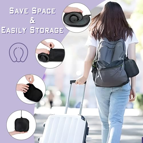 Neck Travel Pillow, Upgraded Memory Foam Pillow for Airplane, Machine Washable, Adjustable Flight Pillow, Suitable for Sleeping Airplane, Car, Office and Home (Pink)