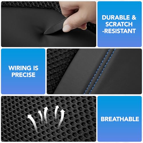PIC AUTO Car Seat Cover, Super Breathable Mesh Front Seat Cover for Cars, Blue Leather Seat Covers, Universal Fit, Durable, Airbag Compatible, Suitable for SUVs, Trucks, Sedans, and Vehicles - color: Blue