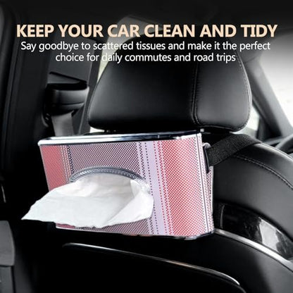 Car Tissue Holder, Faux Leather Visor Tissue Box Holder with Secure Clip, Hanging Tissue Dispenser for Sun Visor or Seat Back, Easy Access Organizer, Fits Most Cars SUVs Trucks (Hanging) - style: Hanging