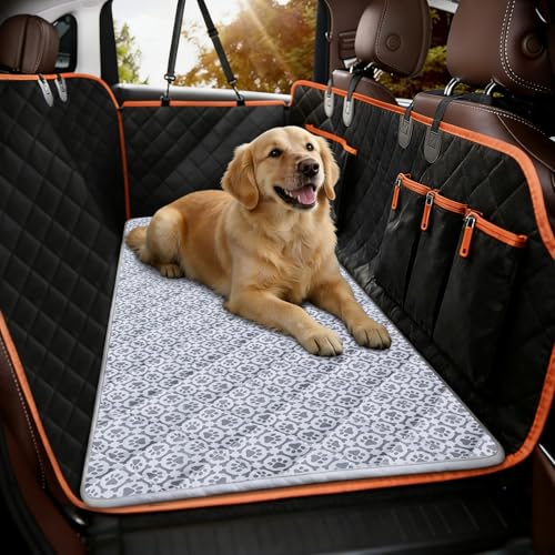 MH MYLUNE HOME Cooling Pet Car Mat for Backseat–Non-Slip Oxford Fabric,with Foldable HandleTravel Pet-Friendly Seat Covers,Dog Bed for Car Pad,for Backseat Extender Seat Protectors 24.8"x54" inch