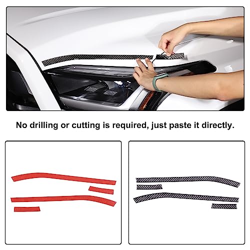Aunginsy Car Front Headlight Eyebrow Trim Sticker Compatible with Toyota Tundra/Sequoia 2022 2023 2024 Pickup Truck Real Carbon Fiber Material Decorative Sticker Protection Cover Exterior Accessories - size: Front Headlight Eyebrow Sticker