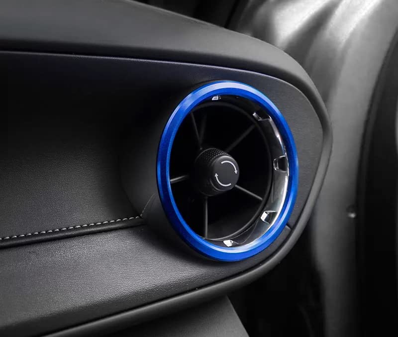 iJDMTOY 4pc Sports Blue Aluminum Air Conditioner Outer Vent Decoration Trim Covers Compatible with Chevrolet 2016-up Gen6 Camaro