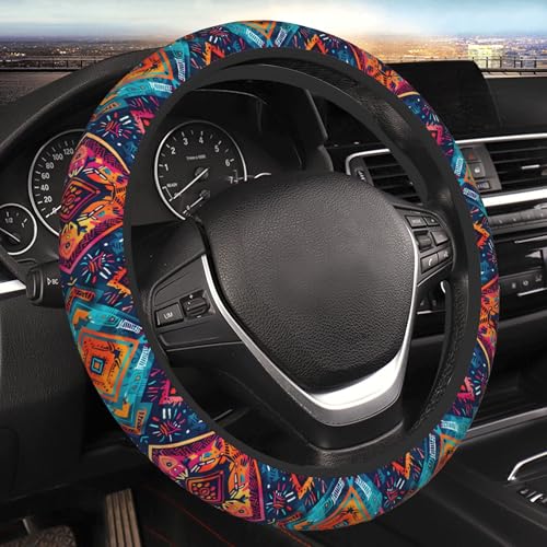 Car Steering Wheel Cover,Dark Boho Universal Non Slip Wheel Protector 15 Inch Elastic Car Accessories for Men Women - color: Dark Boho