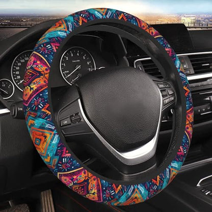 Car Steering Wheel Cover,Dark Boho Universal Non Slip Wheel Protector 15 Inch Elastic Car Accessories for Men Women - color: Dark Boho