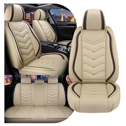 Car Seat Covers for Ford Fusion 2006-2020, Stylish Sport Seat Cover, Premium Nappa Leather Car Seat Cover. Automobile Seat Covers Sets.(Standard 5 Seats/Beige) - color: Beige, size: Standard 5 Seats