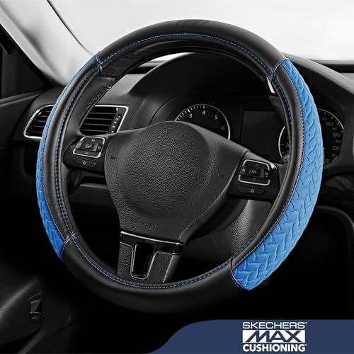 Skechers Steering Wheel Cover,Max Cushioning Leather Steering Wheel Cover Universal Fit 14" 1/2-15" Car Wheel Protector for Men Women Fit Suvs,Vans,Sedans,Car,Trucks,Blue - color: BLue
