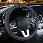 3D Premium Skin-Feel Leather Small Car Steering Wheel Cover, Anti-Slip Breathable Soft Slim Design, 13.5 inch to 14 inch, Black with Red - color: Black with Red, size: Round-Small[13.5''-14'']