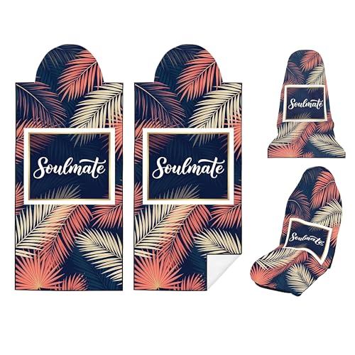 2 Pack Car Seat Towel Covers, Sweat-Proof Microfiber Seat Protectors for Gym, Running, Beach & Workout, Breathable Quick-Dry, Machine Washable, Pink Palm Leaves Print, Universal Fit - color: Pink Palm Leaves