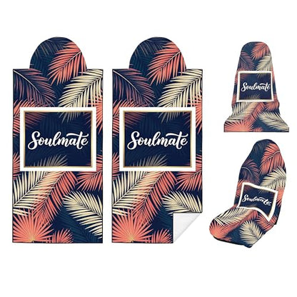 2 Pack Car Seat Towel Covers, Sweat-Proof Microfiber Seat Protectors for Gym, Running, Beach & Workout, Breathable Quick-Dry, Machine Washable, Pink Palm Leaves Print, Universal Fit - color: Pink Palm Leaves