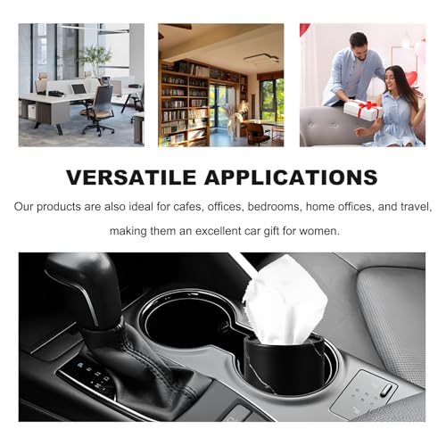 4 PCS Car Tissue Holder, Refillable Round Napkins Containers with Papers Inside, Convenient Travel Tissue Tubes Facial Paper Towel Cylinders for Vehicle Cup Holders (Marble Black) - color: Marble Black