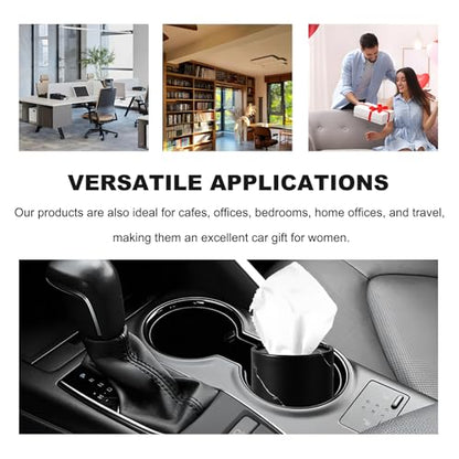 4 PCS Car Tissue Holder, Refillable Round Napkins Containers with Papers Inside, Convenient Travel Tissue Tubes Facial Paper Towel Cylinders for Vehicle Cup Holders (Marble Black) - color: Marble Black