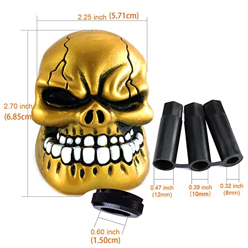 Skeleton Shifter Knobs Skull Gear Lever Handle Car Shift Head Fit Most Manual Automatic Transmission, Gold - color: Gold