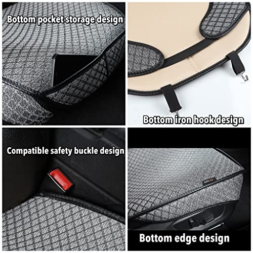 2 Pack Bottom Car Seat Cover with Storage Pocket,Breathable Car Seat Protector，Luxury Front Seat Cover，Anti-Skid Four Seasons General, fits Most Vehicles.（Gray,2PCS - color: Gray-2PCS