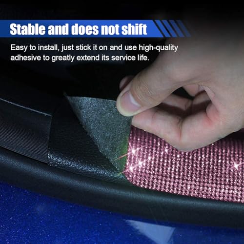 2PCS Car Door Edge Entry Guard, Bling Rhinestone Car Anti-Collision Adhesive Sticker Strip, Door Sill Strip for Rear Bumper Car SUV, Threshold Protective Stickers for Women (Pink)