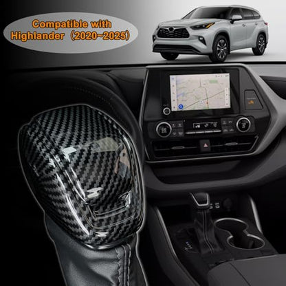 for RAV-4 No Tape Gear Shift Knob Cover Automatic Transmission Boots Shift Lever Trims Compatible with Toyota RAV4 2019-2025, Highlander 2020-2025 (Full Cover No Double-Side-Tape)