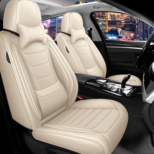 Car Seat Cover Full Set for Mercedes Benz GLA 250 Seat Covers 2017-2025, Nappa Leather Waterproof Seat Covers For Cars, Airbag Compatible, Universal Automotive Seat Covers(Luxury Front Row/Beige) - color: Beige, size: Front Row Luxury