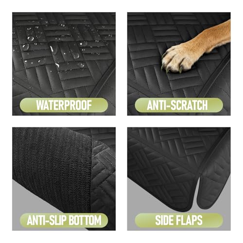 Dog Car Seat Cover for Back Seat, Waterproof 600D Oxford Protector for Travel and Daily Use, Non Slip Scratch Resistant Bench Cover, Easy to Clean, Fits Full-Size Trucks/SUVs, 60 Inch - size: XL-60"W