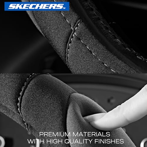 Skechers Steering Wheel Cover,14.5-15 Inch Universal Memory Foam Car Steering Wheel Covers Breathable Anti-Slip Steering Wheels Accessories for Men Women (Black & Grey) - color: Gray
