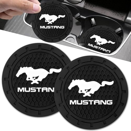 Car Cup Holder Coaster for Ford Mustang Cupholder Coaster Interior Accessories 2.75in 2Pieces Black - color: Black-08