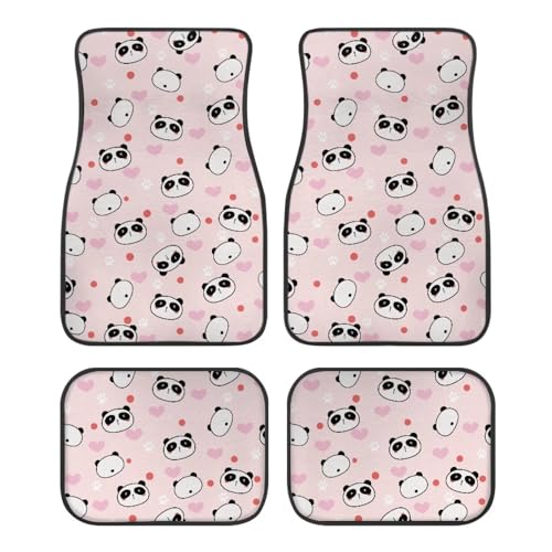 Panda Pink Car Floor Mats Auto Front & Rear Floor Carpets Universal Fit 95% Automotive,SUVS,Sedan,Vans,for Women,Girly,Set of 4 - color: Panda Pink