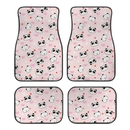 Panda Pink Car Floor Mats Auto Front & Rear Floor Carpets Universal Fit 95% Automotive,SUVS,Sedan,Vans,for Women,Girly,Set of 4 - color: Panda Pink