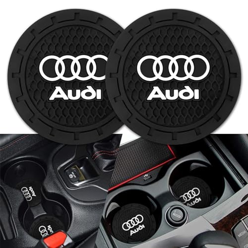 Car Cup Holder Coaster for Audi A3 A4 A5 A6 A7 A8 Q3 Q4 Q5 Q6 Q7 Q8 | Silicone, 2.76 Inch, 2 Pieces, Car Interior Accessories - color: Black-a7