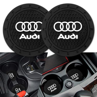 Car Cup Holder Coaster for Audi A3 A4 A5 A6 A7 A8 Q3 Q4 Q5 Q6 Q7 Q8 | Silicone, 2.76 Inch, 2 Pieces, Car Interior Accessories - color: Black-a7