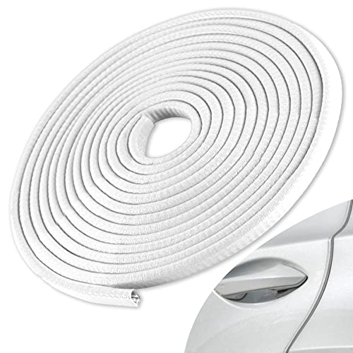 SINGARO 16.4Ft (5M) Car Door Edge Guard, No Glue Car Door Entry Guard Protective Strip, Rubber Edge Trim Car Door Protector, Applicable to Car, Truck, SUV and ATV, Car Exterior Accessories（White） - color: White, size: 16.4Ft/5M