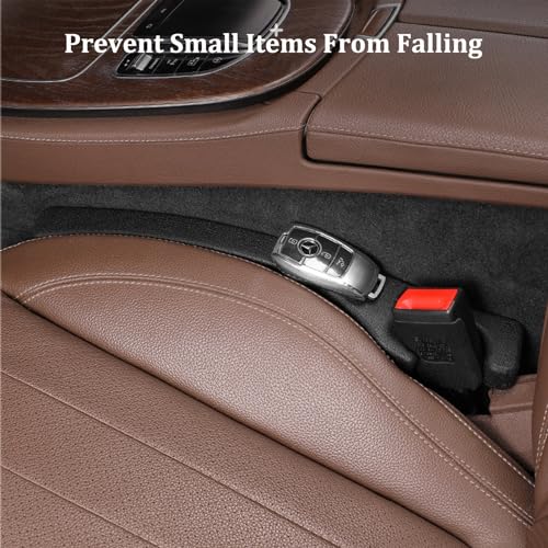 2 Pack Car Seat Gap Filler, Universal Fit Car Seat Gap Plug to Fill The Gap Between Seat and Console, Car SUV Truck Accessories Interior Fit Organizer Stop Cellphone Wallet Keys Coins from Dropping - color: Black