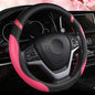 Universal Leather Steering Wheel Cover for Women Steering Wheel Cover for Car 15 inch (Rose) - color: Rose