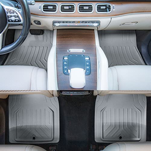 FH Group Faux Leather Deep Dish Car Floor Mats – Trim-to-Fit, Universal Fit Full Set Automotive Floor Mats for Cars, SUVs & Trucks, Durable All-Weather Interior Protection, Gray - color: GRAY