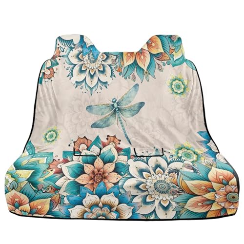 Boho Mandala Dragonfly Print Rear Bench Towel Seat Covers, Waterproof Auto Back Seat Cover Automotive Backseat Protector, Bench Cover for Cars for Kids Dogs - color: Boho Mandala Dragonfly