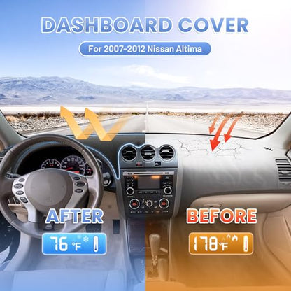 Sunsdrew Dash Cover for 2007 2008 2009 2010 2011 2012 Nissan Altima Dashboard Cover Mat for Altima Accessories Sunshade Nonslip Mesh Protector No Glare - size: 07-12 Nissan Altima Dash Cover