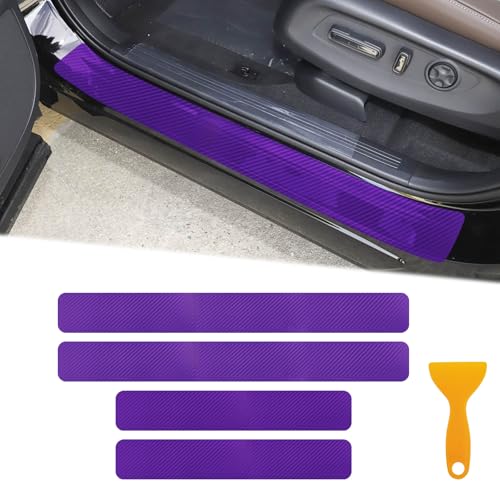 Car Door Sill Protector,3D Carbon Fiber Anti-Scratch Cover Strips,Universal Scuff Protective Door Threshold Edge Guard Vinyl Sticker for Car Truck SUV(4PCS,Purple) - color: purple