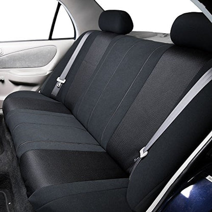 FH Group Automotive Seat Cover Universal Fit Rear Seat Cover Sports Solid Black Seat Cover for Back Seat Split Bench Car Seat Protector for Dogs and Kids, Car Interior Accessories for SUV Sedan Van